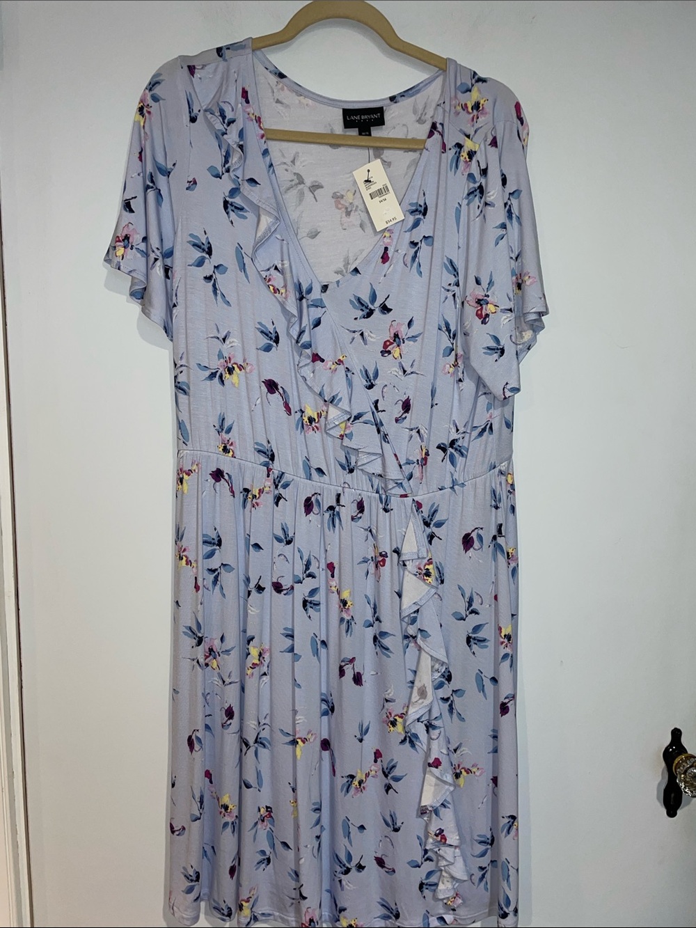 Lane Bryant Light Lavender Floral Ruffle Midi Dress NWT Sz 14/16